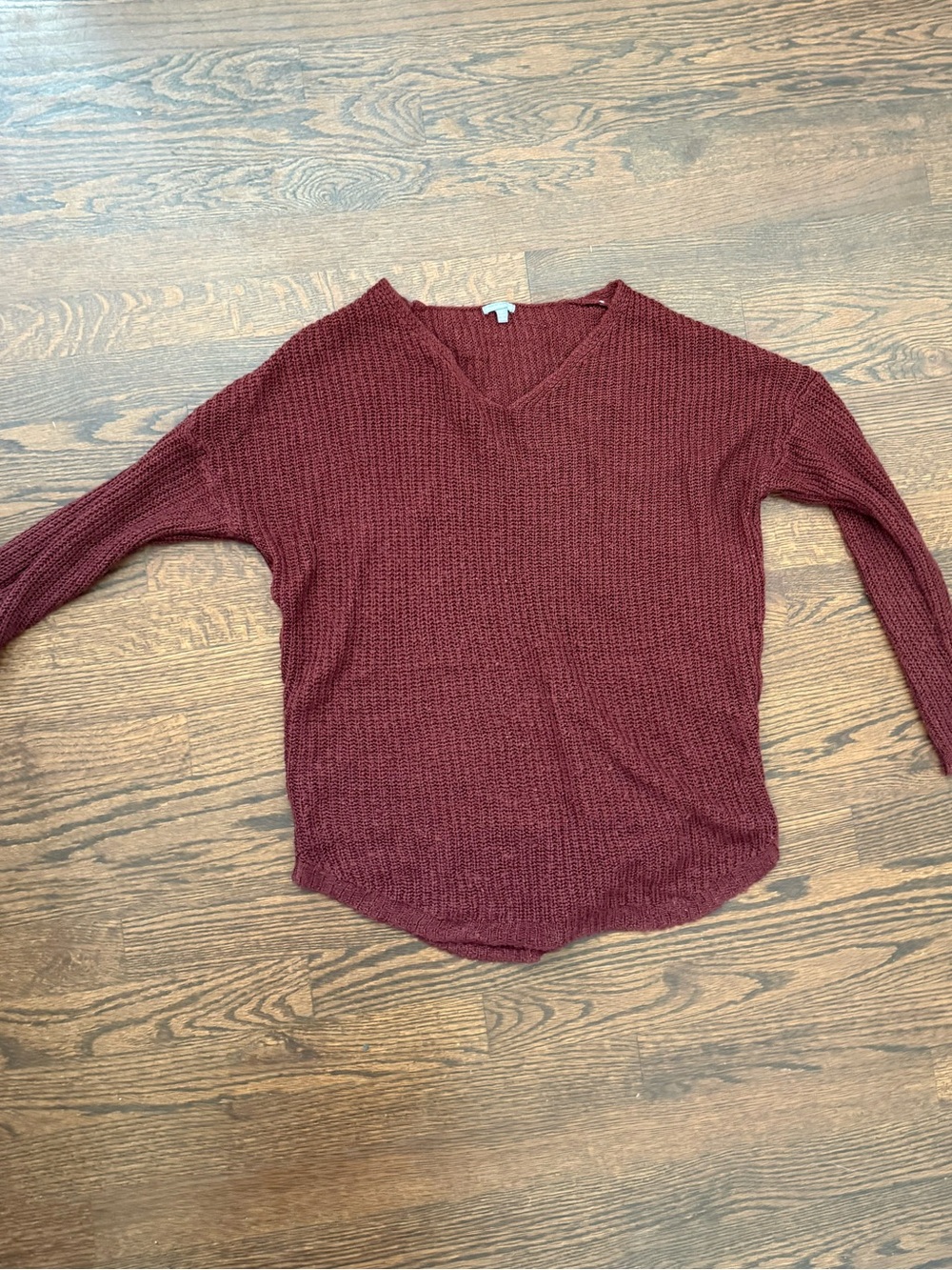 Charlotte Russe V-Neck Knit Sweater - Wine
